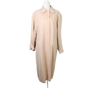 Vintage 80s cream tan wool mid length coat 12